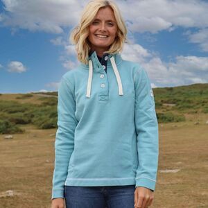 Lazy Jacks Womens/Ladies Pique Button Neck Sweatshirt / Spearmint